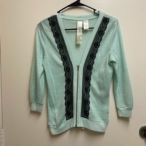 Mint Green/Teal 3/4 Length Sleeve Cardigan Sweater